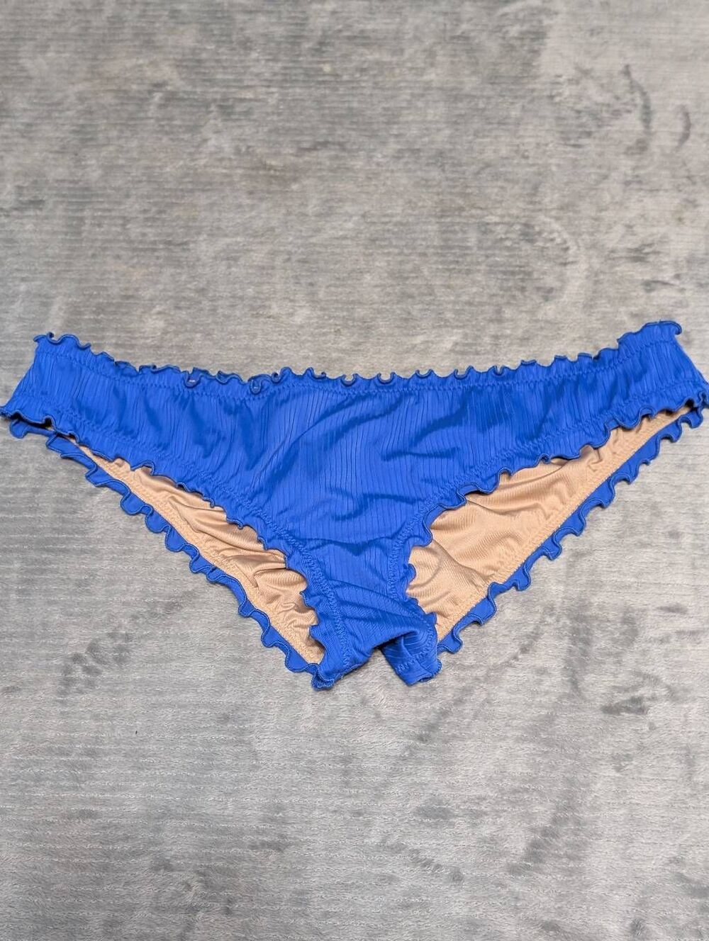 Women's Ruffle Cheeky Bikini Bottom - Shade & Shore Size M Medium Blue